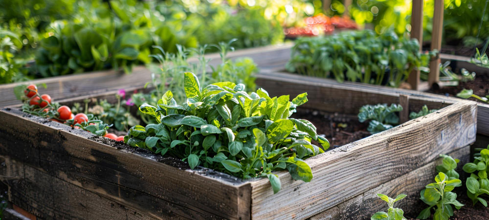 gardening in raised bed